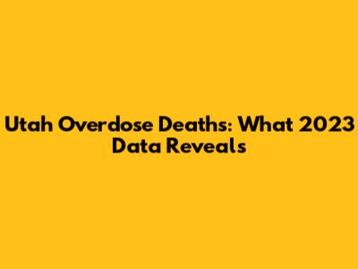 Utah Overdose Deaths: What 2023 Data Reveals