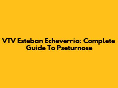 VTV Esteban Echeverria: Complete Guide To Pseturnose