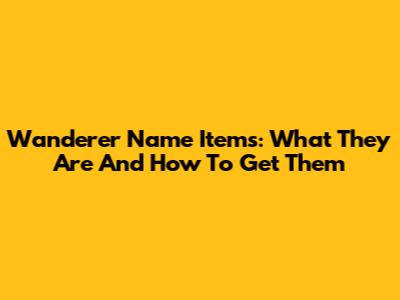Wanderer Name Items: What They Are And How To Get Them