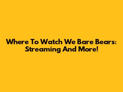 Where To Watch We Bare Bears: Streaming And More!