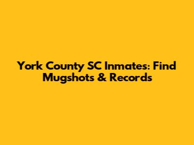 York County SC Inmates: Find Mugshots & Records