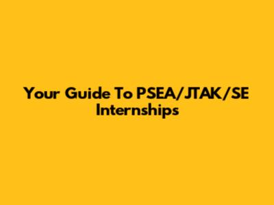 Your Guide To PSEA/JTAK/SE Internships