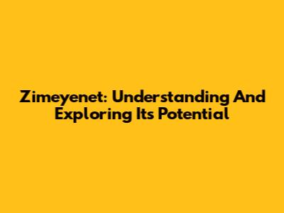 Zimeyenet: Understanding And Exploring Its Potential
